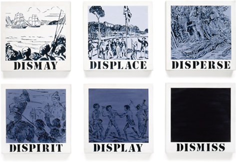 Gordon Bennett, Untitled (dismay, displace, disperse, dispirit, display, dismiss), 1989